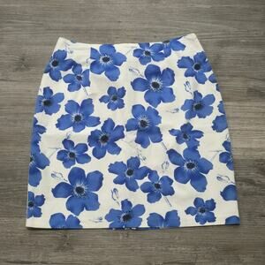 Briggs Blue Floral Print Spandex Stretch Pencil Skirt